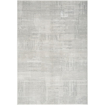 Glitz GLZ09 Modern Abstract Geometric Patchwork Distressed Metallic Shimmer Hi-Low Textured Soft-Touch Polyester Low Profile Short-Pile Silver/Grey Rug-Nourison-Rug Love - The Most Loved Rug Store